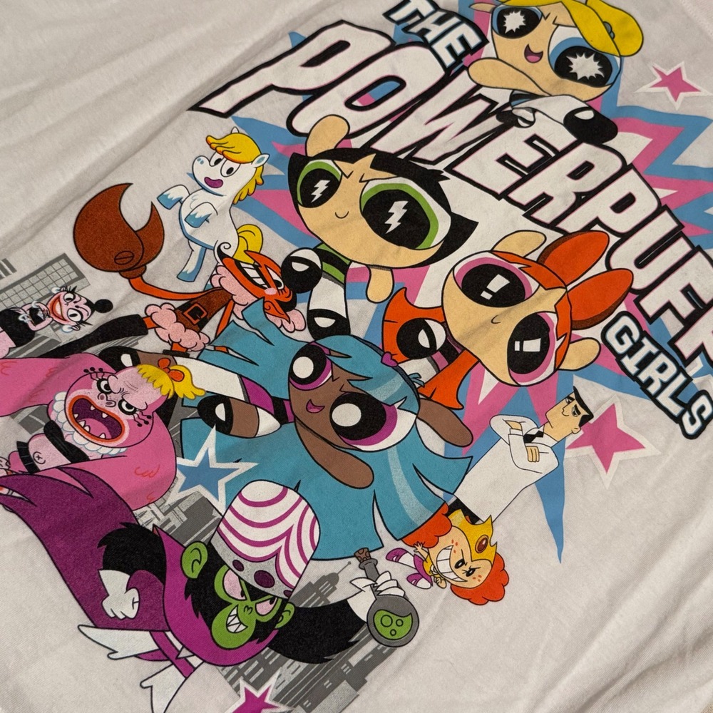 Cartoon Network Powerpuff Girls Graphic T-Shirt White Large JT28946